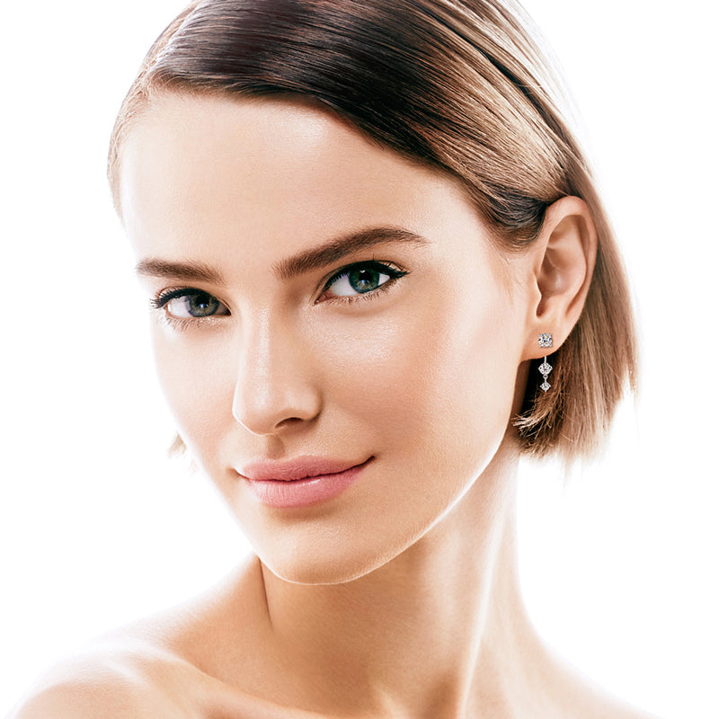 Moissanite Sterling Silver Drop Earrings - Solomon Jewelers
