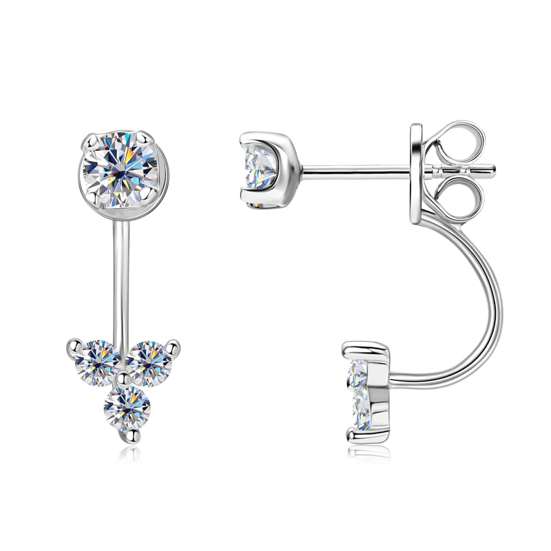 Moissanite Silver Jacket Earrings - Solomon Jewelers
