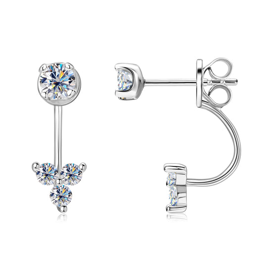 Moissanite Silver Jacket Earrings - Solomon Jewelers