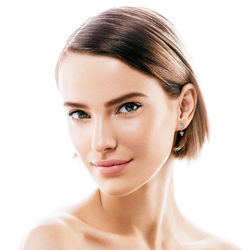 Moissanite Silver Jacket Earrings - Solomon Jewelers