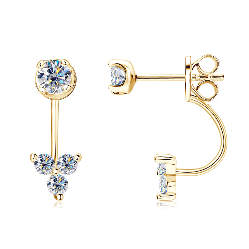 Moissanite Silver Jacket Earrings - Solomon Jewelers
