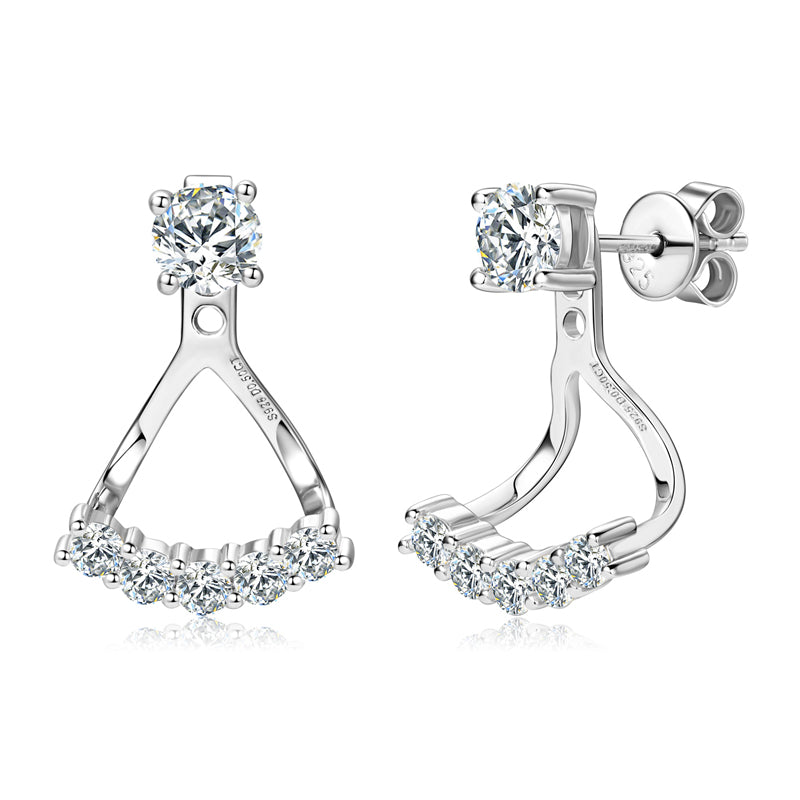 Moissanite Jacket Stud Earrings in Sterling Silver - Solomon Jewelers