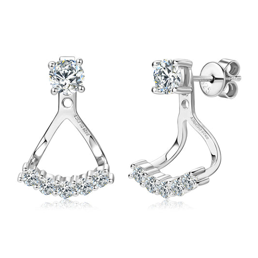 Moissanite Jacket Stud Earrings in Sterling Silver - Solomon Jewelers