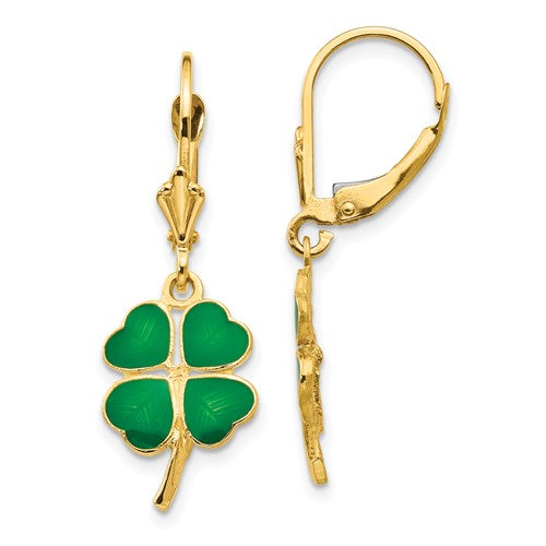 14k-enameled-clover-leverback-earrings-SolomonJeweler-Wichita-KS-CustomJewelry