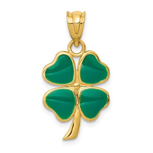 14k-enameled-four-leaf-clover-pendant-SolomonJeweler-Wichita-KS-CustomJewelry