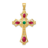 14k-ruby-and-emerald-cabochon-cross-pendant-SolomonJeweler-Wichita-KS-CustomJewelry
