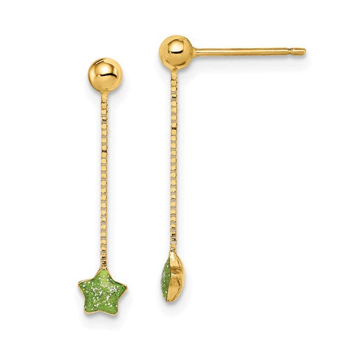 14k-madi-k-enameled-star-chain-dangle-post-earrings-SolomonJeweler-Wichita-KS-CustomJewelry