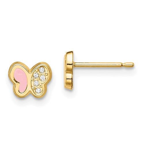 14k-madi-k-cz-pink-enamel-butterfly-post-earrings-SolomonJeweler-Wichita-KS-CustomJewelry