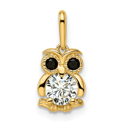 14k-madi-k-black-white-cz-owl-pendant-SolomonJeweler-Wichita-KS-CustomJewelry