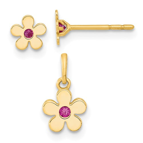 14k-madi-k-polished-cz-flower-post-earrings-and-flower-pendant-set-SolomonJeweler-Wichita-KS-CustomJewelry