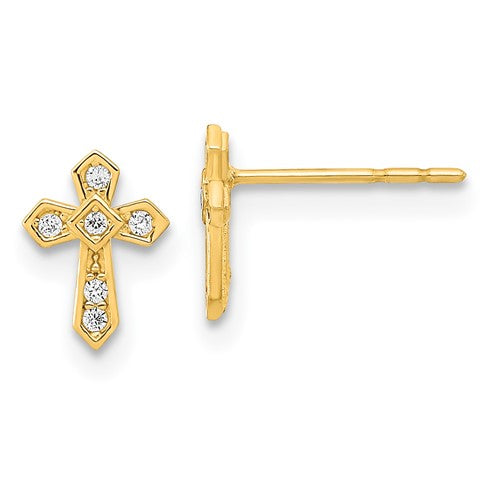14k-madi-k-polished-cross-cz-post-earrings-SolomonJeweler-Wichita-KS-CustomJewelry
