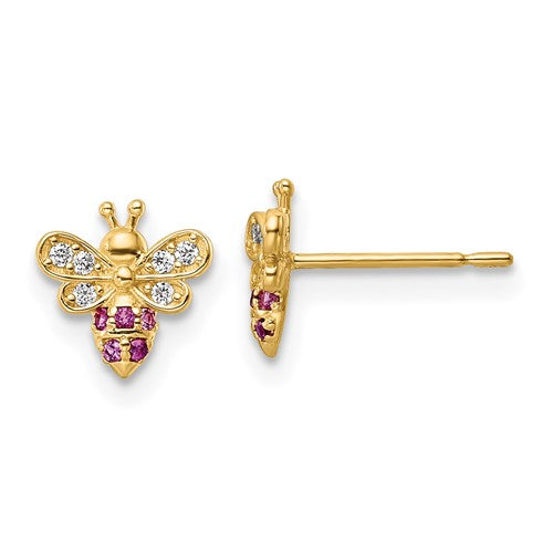 14k-madi-k-clear-red-cz-bee-post-earrings-SolomonJeweler-Wichita-KS-CustomJewelry