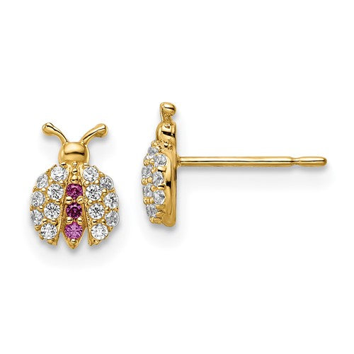 14k-madi-k-clear-red-cz-lady-bug-post-earrings-SolomonJeweler-Wichita-KS-CustomJewelry