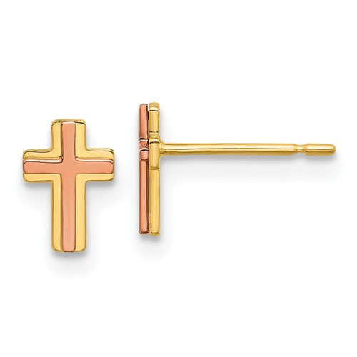 14k-madi-k-two-tone-cross-post-earrings-SolomonJeweler-Wichita-KS-CustomJewelry