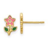 14k-madi-k-polished-enameled-flower-post-earrings-SolomonJeweler-Wichita-KS-CustomJewelry