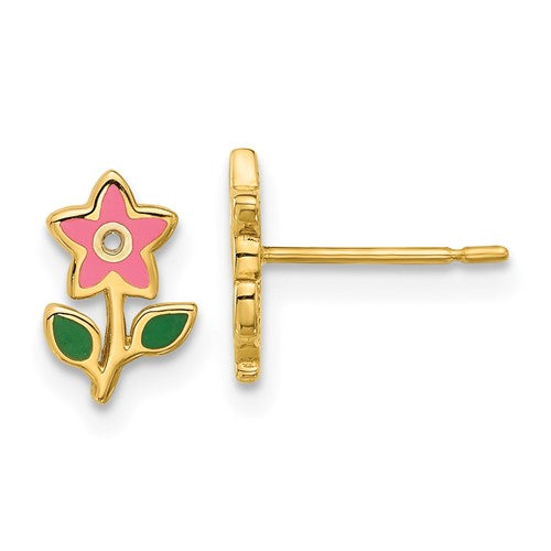 14k-madi-k-polished-enameled-flower-post-earrings-SolomonJeweler-Wichita-KS-CustomJewelry