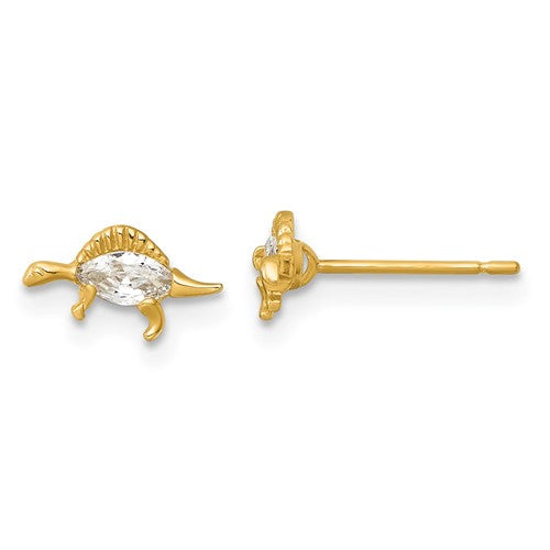 14k-madi-k-polished-and-grooved-cz-stegosaurus-post-earrings-SolomonJeweler-Wichita-KS-CustomJewelry