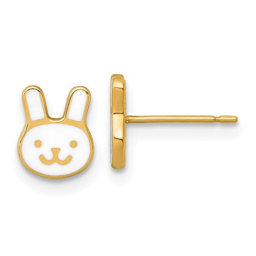 14k-madi-k-polished-white-enamel-bunny-face-post-earrings-SolomonJeweler-Wichita-KS-CustomJewelry