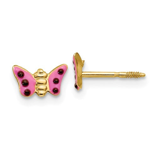 14k-madi-k-pink-enameled-butterfly-earrings-SolomonJeweler-Wichita-KS-CustomJewelry