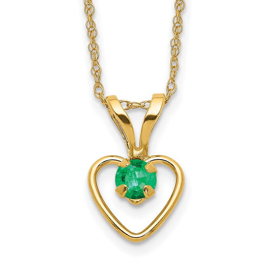 14k Madi K 3mm Emerald Heart Birthstone Necklace - Solomon Jewelers