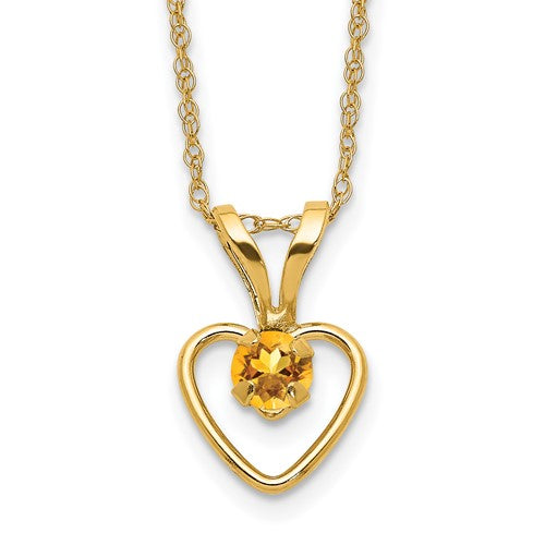 14k-madi-k-3mm-citrine-heart-birthstone-necklace-SolomonJeweler-Wichita-KS-CustomJewelry