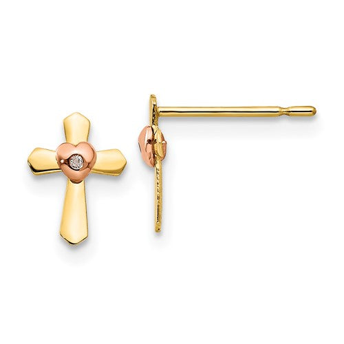 14k-yellow-rose-gold-madi-k-childrens-cross-heart-post-earrings-SolomonJeweler-Wichita-KS-CustomJewelry