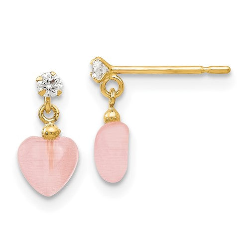 14k-madi-k-cz-and-pink-cats-eye-heart-dangle-post-earrings-SolomonJeweler-Wichita-KS-CustomJewelry
