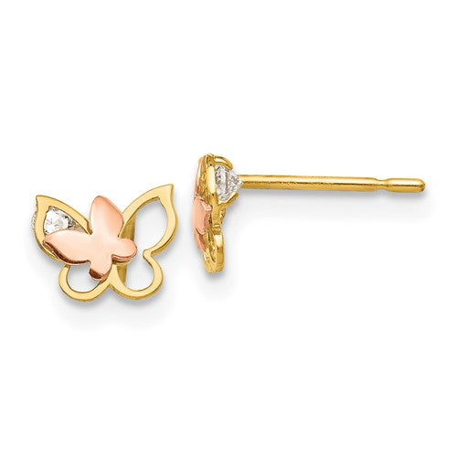 14k-yellow-rose-gold-madi-k-cz-childrens-butterfly-post-earrings-SolomonJeweler-Wichita-KS-CustomJewelry
