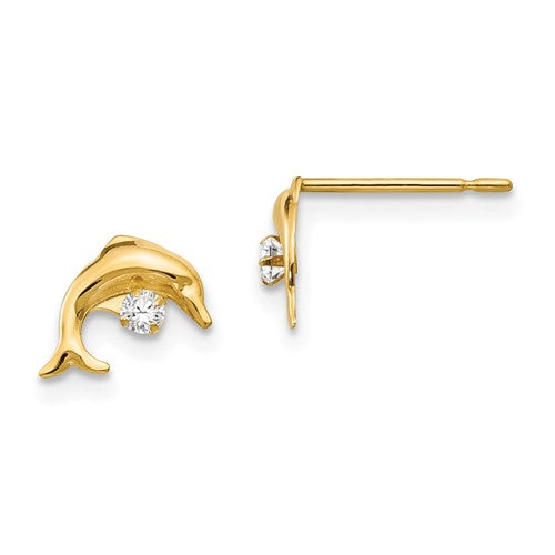 14k-madi-k-cz-childrens-dolphin-post-earrings-SolomonJeweler-Wichita-KS-CustomJewelry