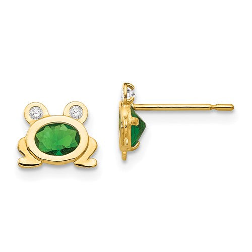 14k-madi-k-cz-childrens-frog-post-earrings-SolomonJeweler-Wichita-KS-CustomJewelry