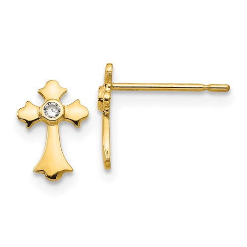 14k-madi-k-cz-childrens-cross-post-earrings-SolomonJeweler-Wichita-KS-CustomJewelry