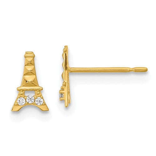 14k-madi-k-kids-cz-eiffel-tower-post-earrings-SolomonJeweler-Wichita-KS-CustomJewelry