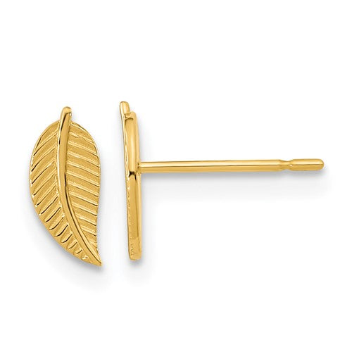 14k-madi-k-kids-leaf-post-earrings-SolomonJeweler-Wichita-KS-CustomJewelry