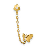 14k-madi-k-cz-double-post-w-chain-butterfly-flower-single-earring-SolomonJeweler-Wichita-KS-CustomJewelry