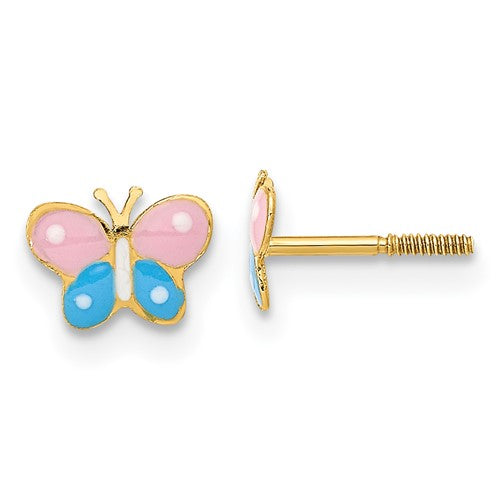14k-madi-k-polished-enameled-butterfly-screwback-post-earrings-SolomonJeweler-Wichita-KS-CustomJewelry