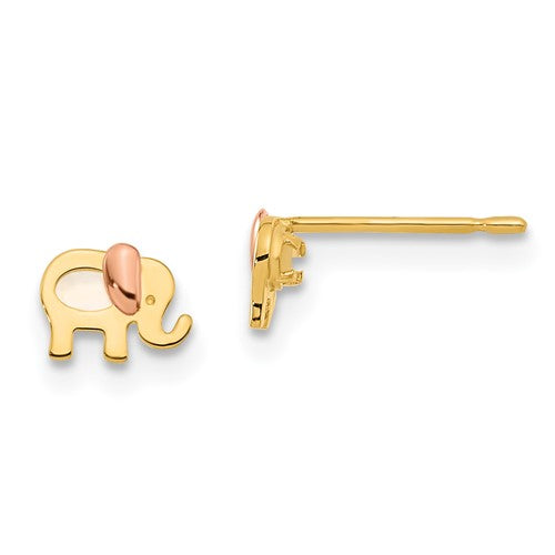 14k-madi-k-two-tone-childrens-mop-elephant-post-earrings-SolomonJeweler-Wichita-KS-CustomJewelry