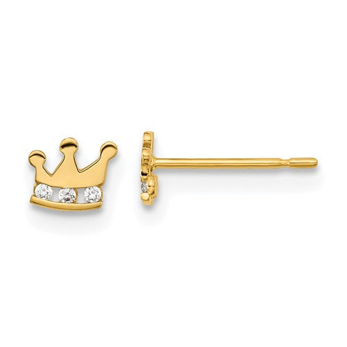 14k-madi-k-kids-cz-crown-post-earrings-SolomonJeweler-Wichita-KS-CustomJewelry