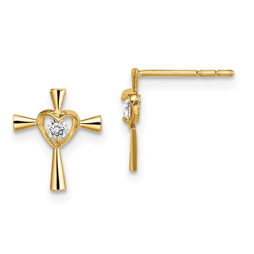 14k-madi-k-cz-cross-with-heart-post-earrings-SolomonJeweler-Wichita-KS-CustomJewelry