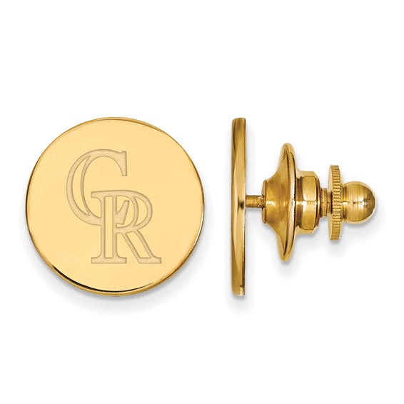 Major League Baseball LogoArt Colorado Rockies Pin in 14 Karat Gold - Solomon Jewelers