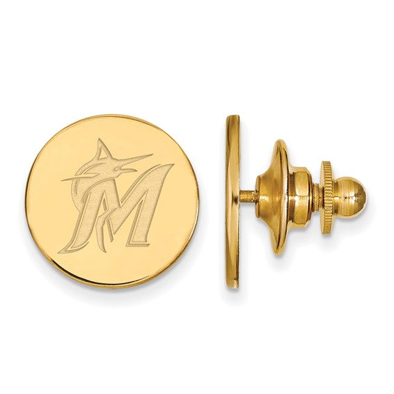 Major League Baseball LogoArt Miami Marlins Pin in 14 Karat Gold - Solomon Jewelers