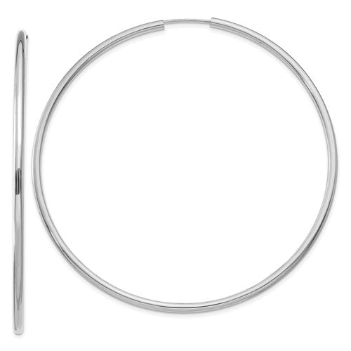 14k-white-gold-2mm-polished-endless-hoop-earrings-SolomonJeweler-Wichita-KS-CustomJewelry