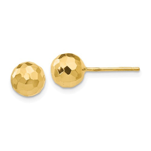 14k-gold-polished-and-diamond-cut-7mm-ball-post-earrings-SolomonJeweler-Wichita-KS-CustomJewelry