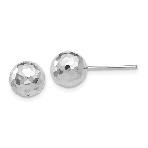 14k-white-gold-polished-diamond-cut-8mm-ball-post-earrings-SolomonJeweler-Wichita-KS-CustomJewelry