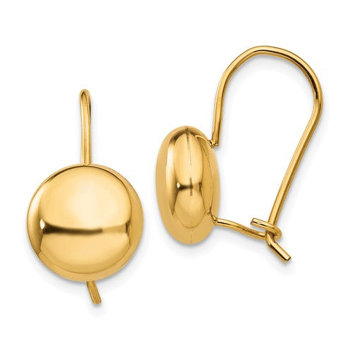 14k-polished-10-5mm-button-kidney-wire-earrings-SolomonJeweler-Wichita-KS-CustomJewelry