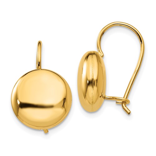 14k-polished-12mm-button-kidney-wire-earrings-SolomonJeweler-Wichita-KS-CustomJewelry