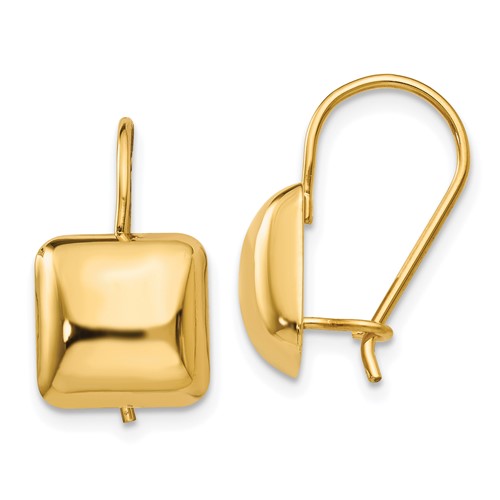 14k-polished-9-5mm-puffed-square-kidney-wire-earrings-SolomonJeweler-Wichita-KS-CustomJewelry