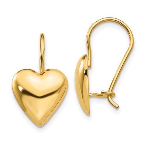 14k-polished-11-5mm-puffed-heart-kidney-wire-earrings-SolomonJeweler-Wichita-KS-CustomJewelry
