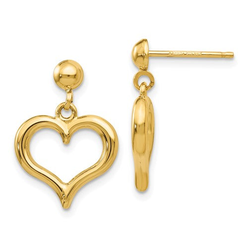 14k-gold-polished-heart-post-dangle-earrings-SolomonJeweler-Wichita-KS-CustomJewelry