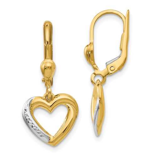 14k-and-rhodium-textured-and-polished-heart-leverback-earring-SolomonJeweler-Wichita-KS-CustomJewelry