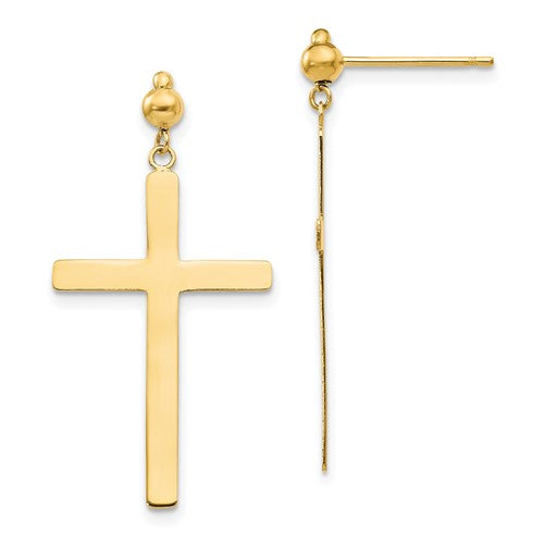 14k-cross-dangle-post-earrings-SolomonJeweler-Wichita-KS-CustomJewelry